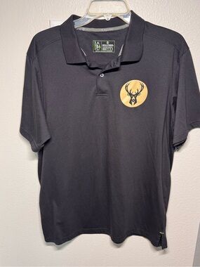 Holloway Black Polo with Gold Deer Emblem